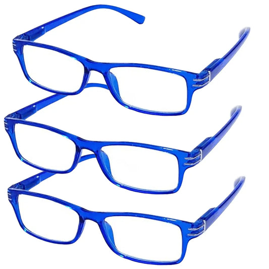 ثلاث نظارات للقراءة للرجال والنساء ــ لون ازرق مميز ــ مع الجراب والمنديل