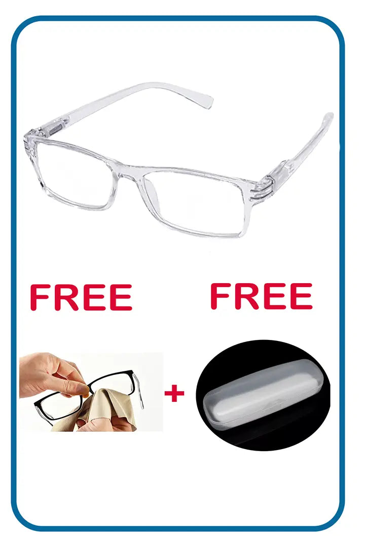 ثلاث نظارات للقراءة للرجال والنساء ــ لون  شفاف مميز ــ مع الجراب والمنديل