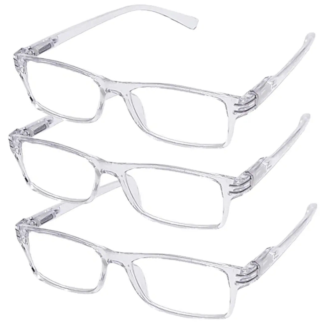ثلاث نظارات للقراءة للرجال والنساء ــ لون  شفاف مميز ــ مع الجراب والمنديل