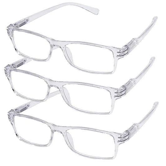 ثلاث نظارات للقراءة للرجال والنساء ــ لون  شفاف مميز ــ مع الجراب والمنديل