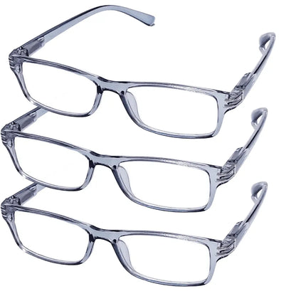 ثلاث نظارات للقراءة للرجال والنساء ــ لون رمادي مميز ــ مع الجراب والمنديل