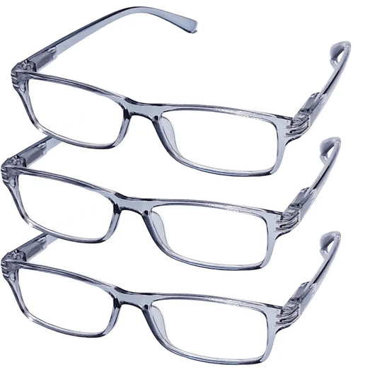 ثلاث نظارات للقراءة للرجال والنساء ــ لون رمادي مميز ــ مع الجراب والمنديل