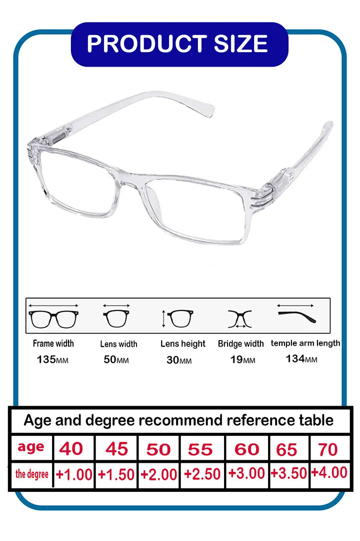 ثلاث نظارات للقراءة للرجال والنساء ــ لون  شفاف مميز ــ مع الجراب والمنديل