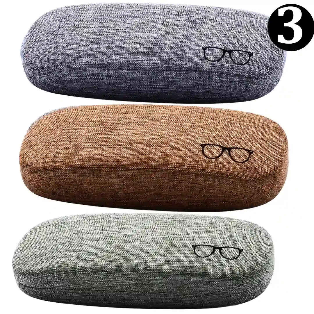 ثلاث جرابات هارد لحماية النظارات الطبية بجوده عالية مع منديل لكل جراب