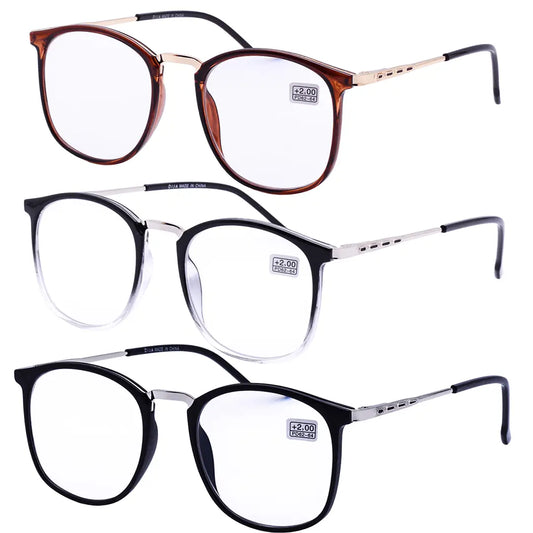 ثلاث نظارات قراءة طبية للرجال والنساء ــ هاند ميد ــ خامة مميزة بالوان رائعة