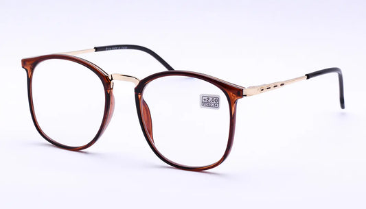 نظارات قراءة خامة مميزة للرجال والنساء ذهبي × بني   ــ هاند ميد ــ بالجراب والمنديل الاصلي